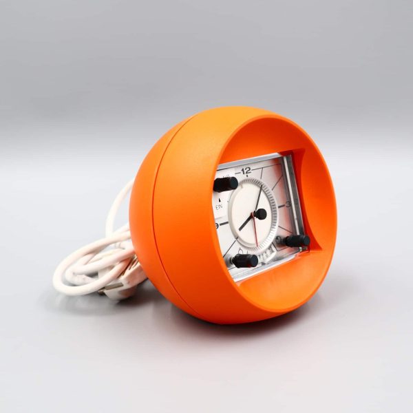 Original Vintage Rombach COMBI CLOCK Ro100 Kugel Uhr Wecker ⏲ Retro 70er Orange 